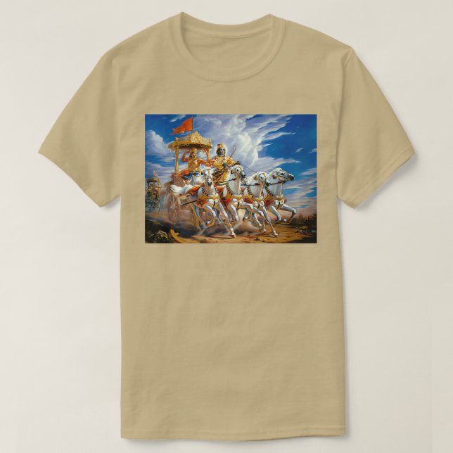 Krishna och Arjuna under Mahabharata Krig T Shirt (Design framsida)