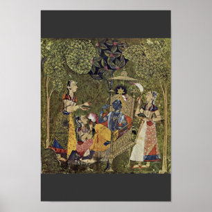 Krishna och flickorna av Indischer Maler Um 1710 ( Poster