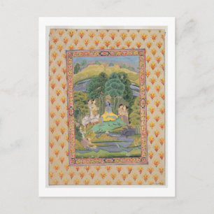 Krishna och Gopis (papper gouache) Vykort