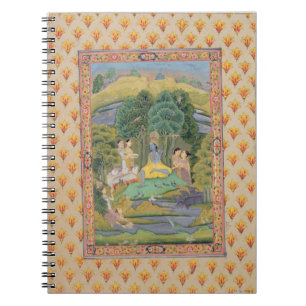 Krishna och Gopisen (gouachen på papper) Anteckningsbok Med Spiral
