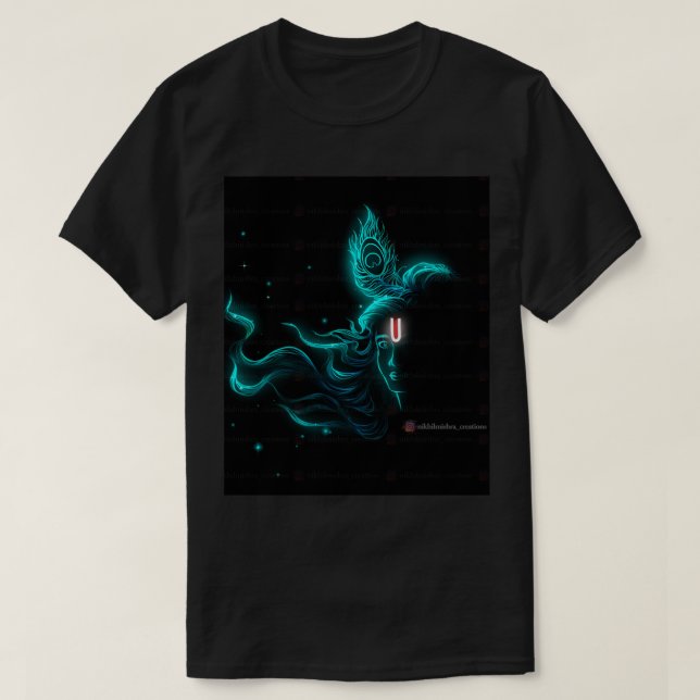 Krishna och mer Pankh-design T-shirt för manar (Design framsida)