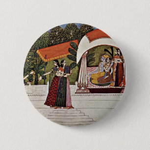 Krishna och Radha i en paviljong av Nihâl Chand Knapp