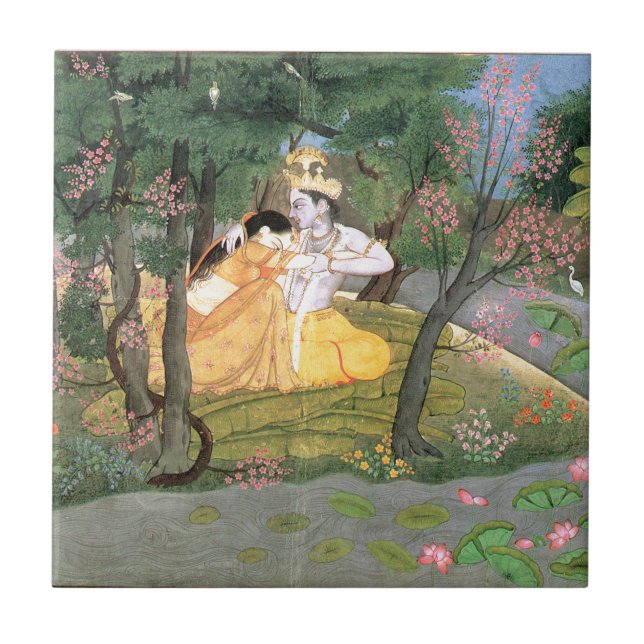 Krishna och Radha Kakelplatta (Framsidan)