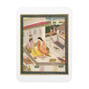 Krishna och Radha på en säng i en Mogulslott, Pu Magnet