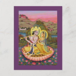 Krishna och Radha på lotus Vykort