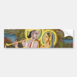 Krishna och Radha på lotusblomma Bildekal
