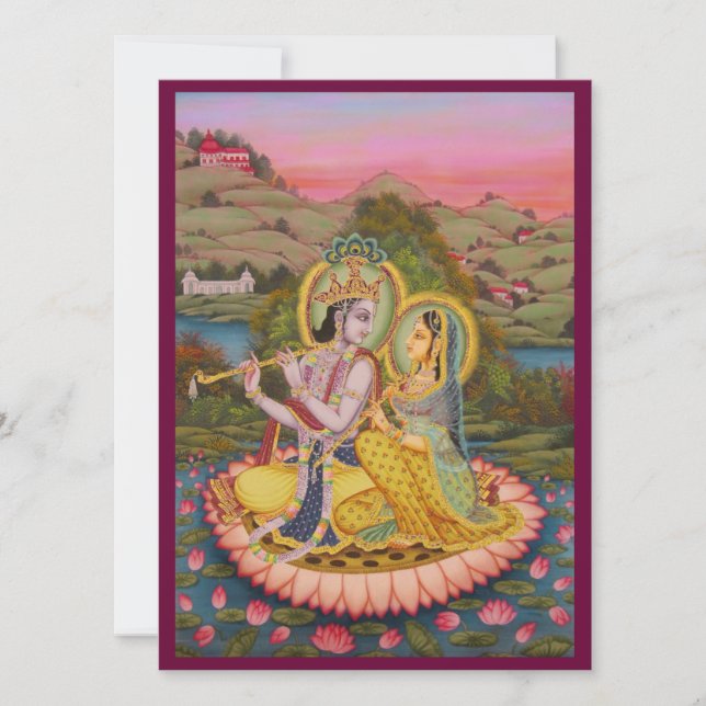 Krishna och Radha på lotusInvitation Inbjudningar (Framsida)