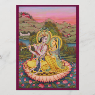 Krishna och Radha på lotusInvitation Inbjudningar