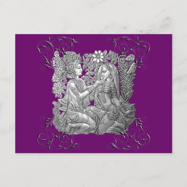 Krishna och Radha Vykort (Framsida)