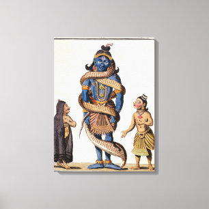 Krishna pressade vid den Kaliya ormen, från 'Voya Canvastryck