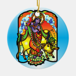 Krishna prydnad julgransprydnad keramik