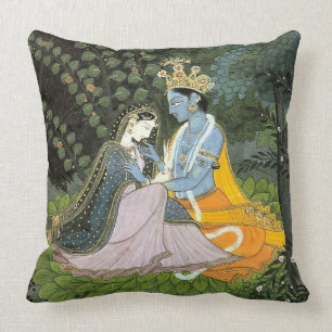 Krishna & Radha färgrik dekorativ kudde
