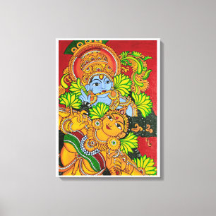 Krishna radha mural canvastryck