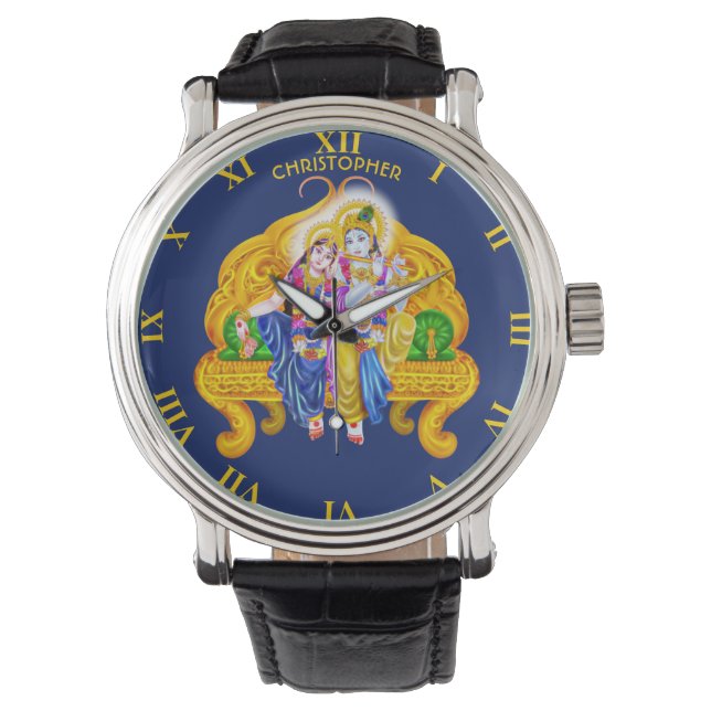 Krishna Radha Vigneshwara Psychedelic Hinduism Armbandsur (Framsida)