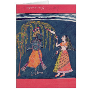 Krishna som leker en flöjt, från 'Vahulaen Hälsningskort