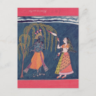 Krishna som leker en flöjt, från 'Vahulaen Vykort