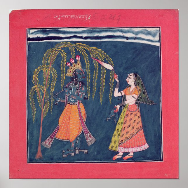 Krishna spelar en flöjt, från Vahula Poster (Framsidan)