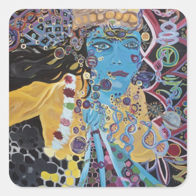Krishna Sticker- Fyrkantigt Klistermärke (Framsida)