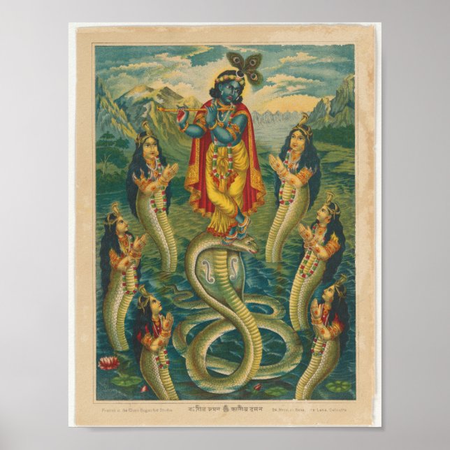 Krishna subduing Kaliya Poster (Framsidan)