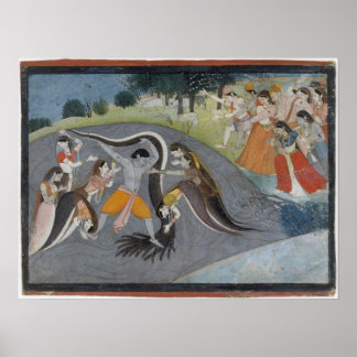 Krishna Subduing Kaliya, Snake Demon Poster