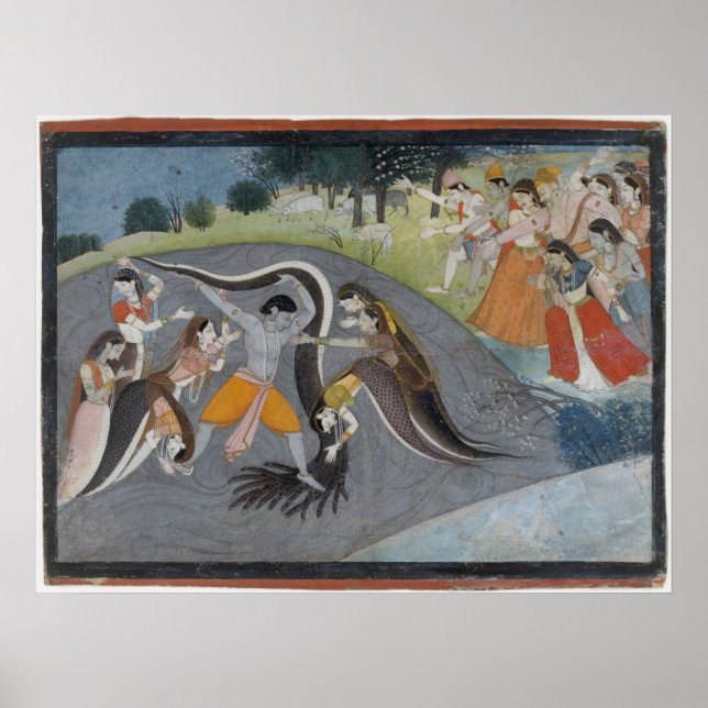 Krishna Subduing Kaliya, Snake Demon Poster (Framsidan)