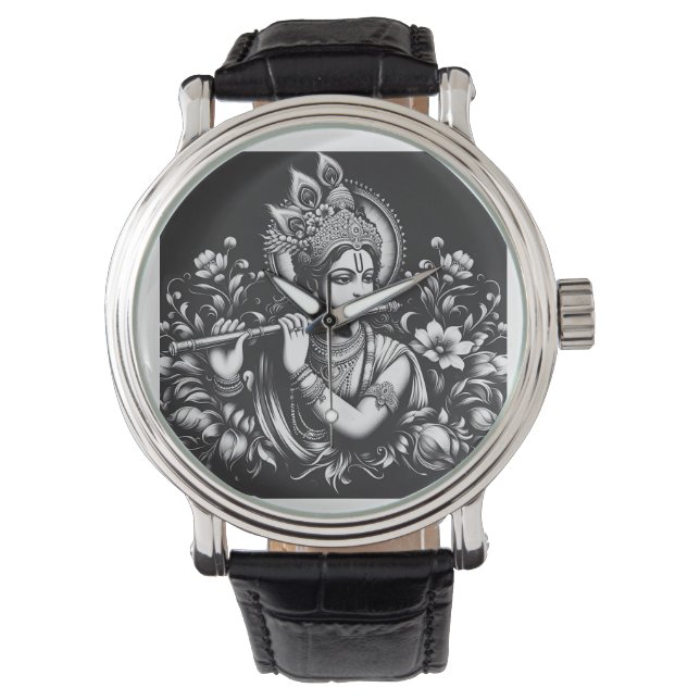 Krishna Svart och Vitt Armbandsur (Framsida)