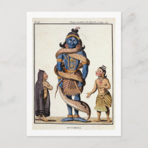 Krishna tryckt av Kaliya-serpenten, från "Voya Vykort