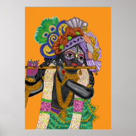 Krishna väggklocka poster