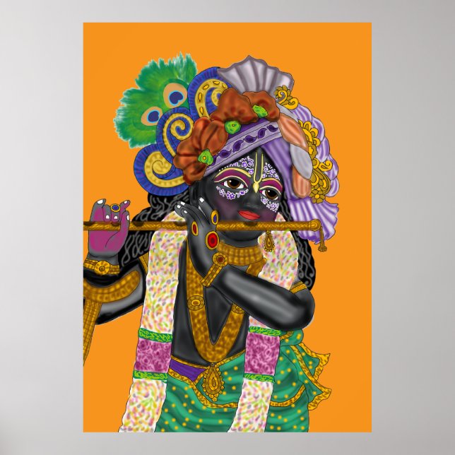 Krishna väggklocka poster (Framsidan)