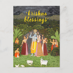 Krishna Välsignelser Jaipur Indisk Konst Rajasthan Vykort
