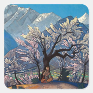 “Krishna - vår i Kulu” av Nicholas Roerich Fyrkantigt Klistermärke