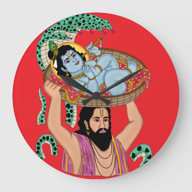 Krishna & Vasudeva Väggklocka (Framsida)