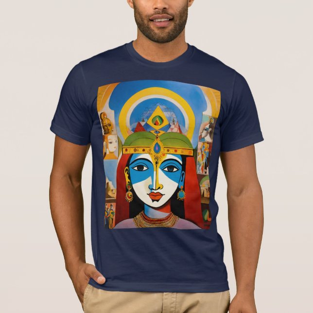 Krishnas färgade Öga-kombination av flera färgämne T Shirt (Framsida)