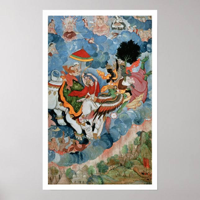 Krishnas strid med Indra, 1590 Poster (Framsidan)