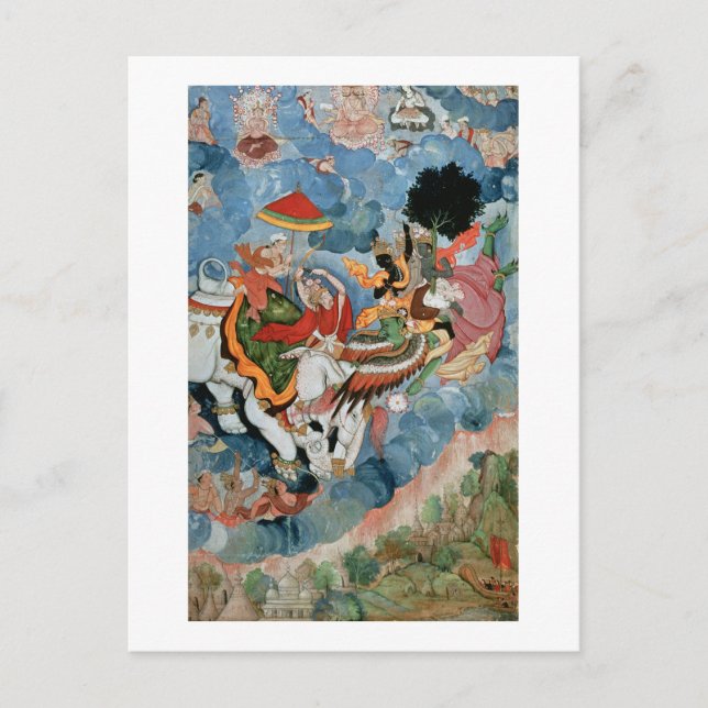 Krishnas strid med Indra, 1590 Vykort (Framsida)