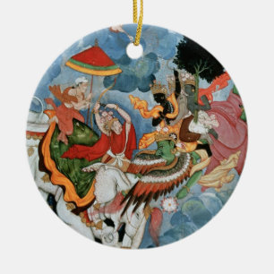 Krishnas strid med Indra, c.1590 Julgransprydnad Keramik