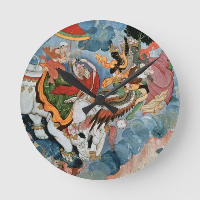 Krishnas strid med Indra, c.1590 Rund Klocka (Framsida)