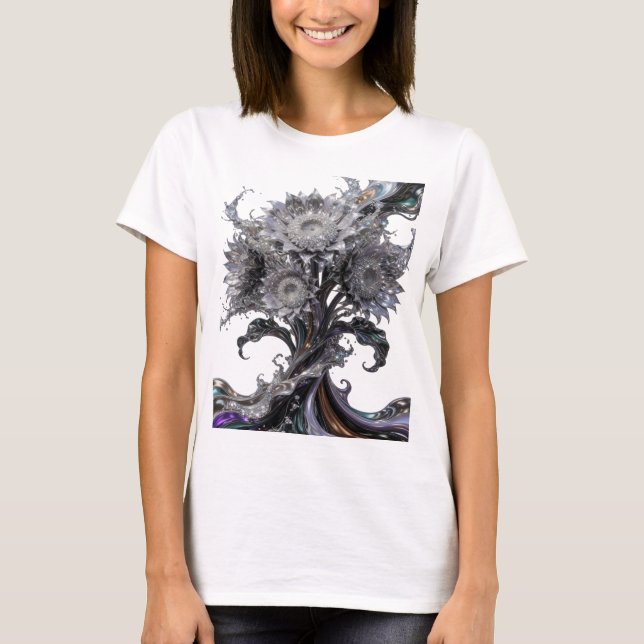 Kriskt silver ABSTRAKT KONST Design v2 T Shirt (Framsida)