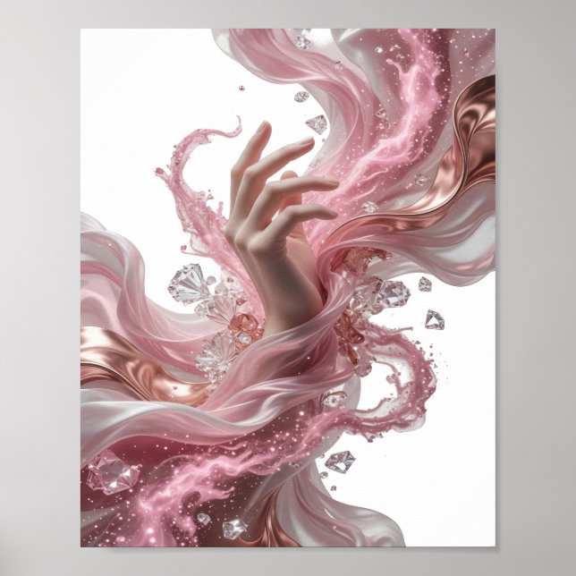 Kriskt silver ABSTRAKT KONST Grafisk design v2 Poster (Framsidan)