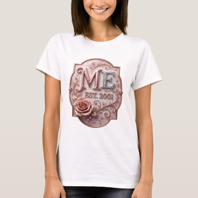 Kriskt silver ME EST 2001 tryck T Shirt (Framsida)