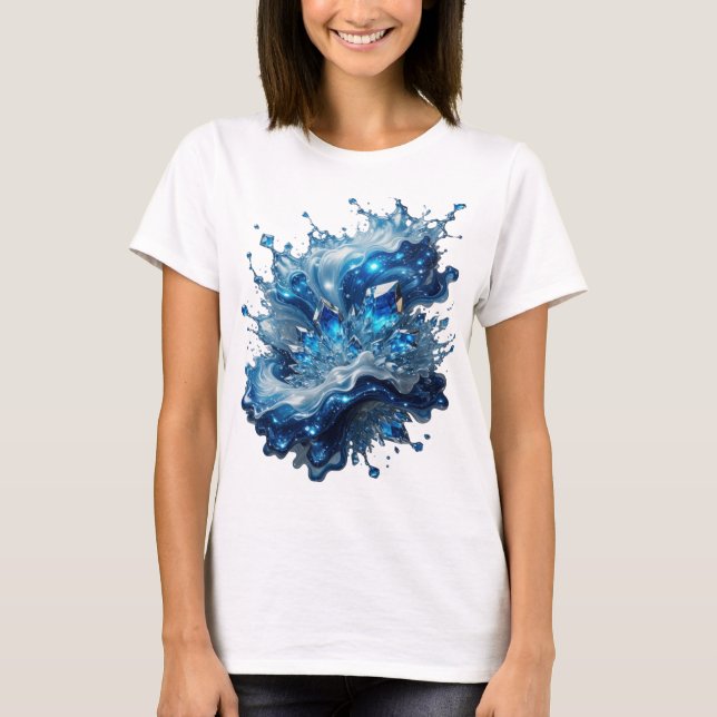 Kriskt silver VATTENELEMENT Textdesign T Shirt (Framsida)