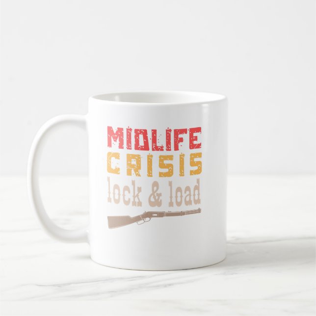 Krislås och belastning - lustigt medellivskris kaffemugg (Vänster)
