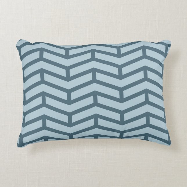 Krisp Vassa motstående pilar Chevron Two Tone Blue Prydnadskudde (Framsidan)