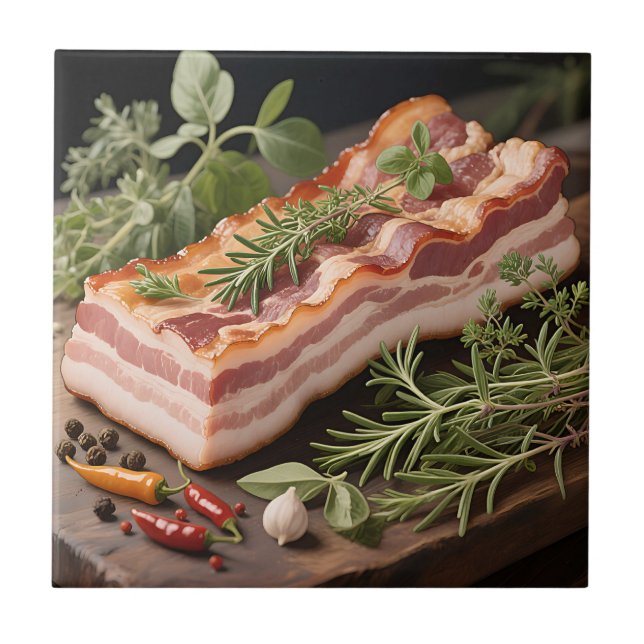 Krispig Bacon Block Kräuter Kakelplatta (Framsidan)
