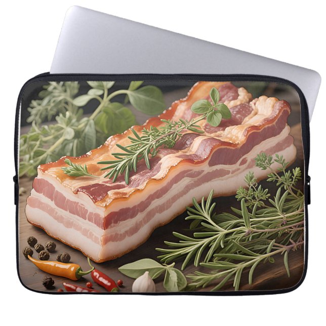 Krispigt bacon örter i blockform laptop fodral (Framsidan)