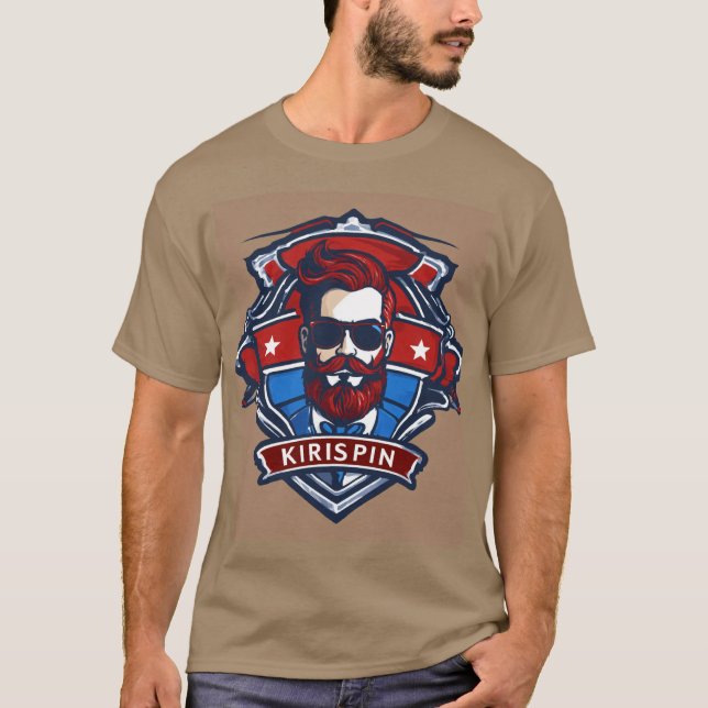 Krispin - Barber Shop-temat Logotyp och headline T Shirt (Framsida)