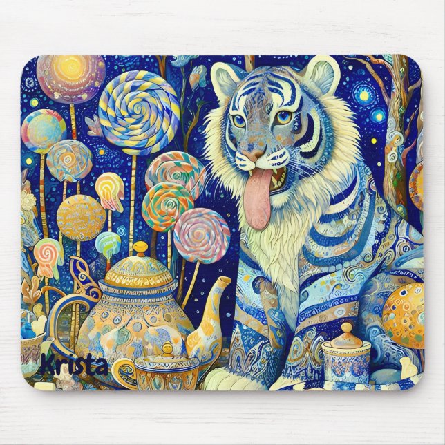 KRISTA ~ Paisley Tiger ~ tea party ~ Mousepad Musmatta (Framsidan)