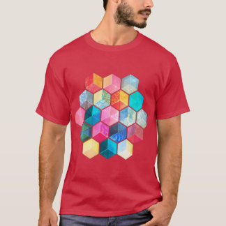 Kristall Bohemiska Bikakekuber färgglatt heagon m T Shirt