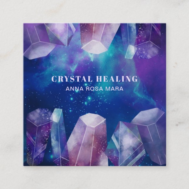 * Kristall för universum för vattenfärg för Fyrkantigt Visitkort (Framsida)