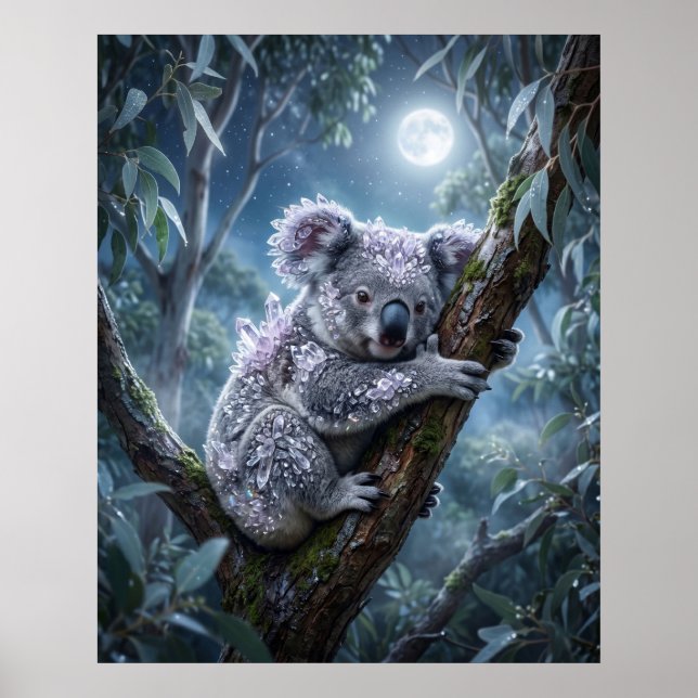 Kristall Koala Eukalyptus Glöd Poster (Framsidan)